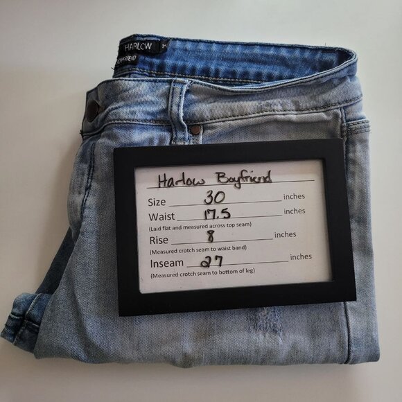 Harlow Boyfriend Jeans Light Wash Distressed Womens 30 Regular Fit Low Rise - Picture 2 of 11